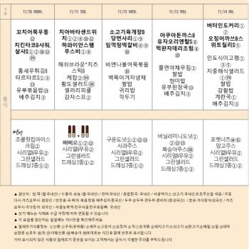 November 10 - November 14 lunch menu