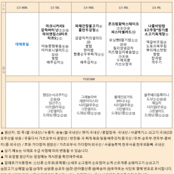 March 3 - March 6 lunch menu