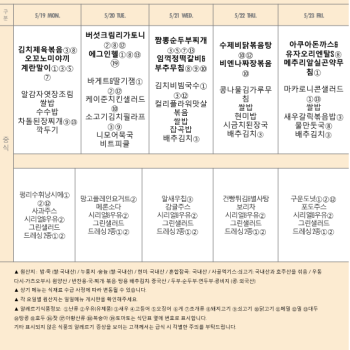 May 19th to May 23rd Lunch Menu